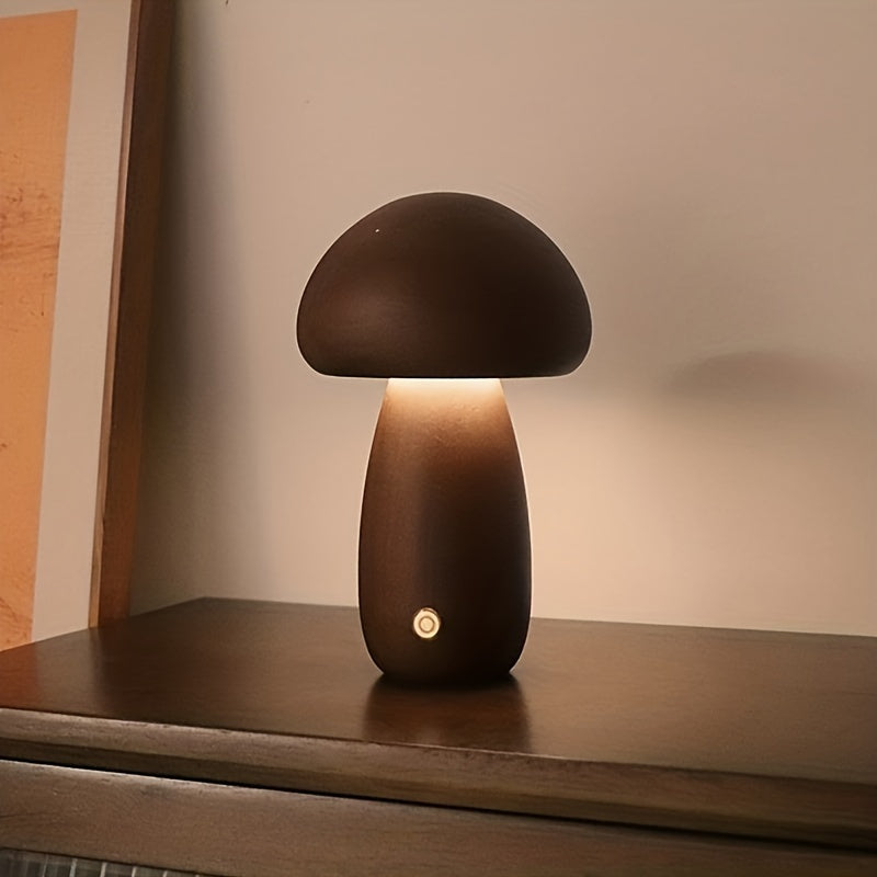 Modern Mushroom LED night lamp with brightness Adjustable touch switch, USB powered.