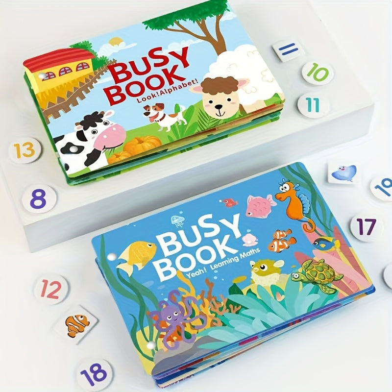 Interactive busy book for youngsters to develop cognitive, logic, and fine motor skills through DIY tear and paste activities, serving as an educational quiet toy for early learning and