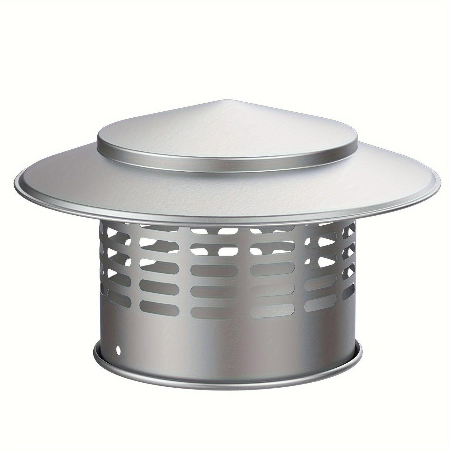 Stainless Steel Windproof Roof Chimney Cap - 110mm, 1pc - Includes Bird Guard and Mesh Protector - Metal Rain Snow Hat - Flue Cowl for Exhaust Pipe Vent