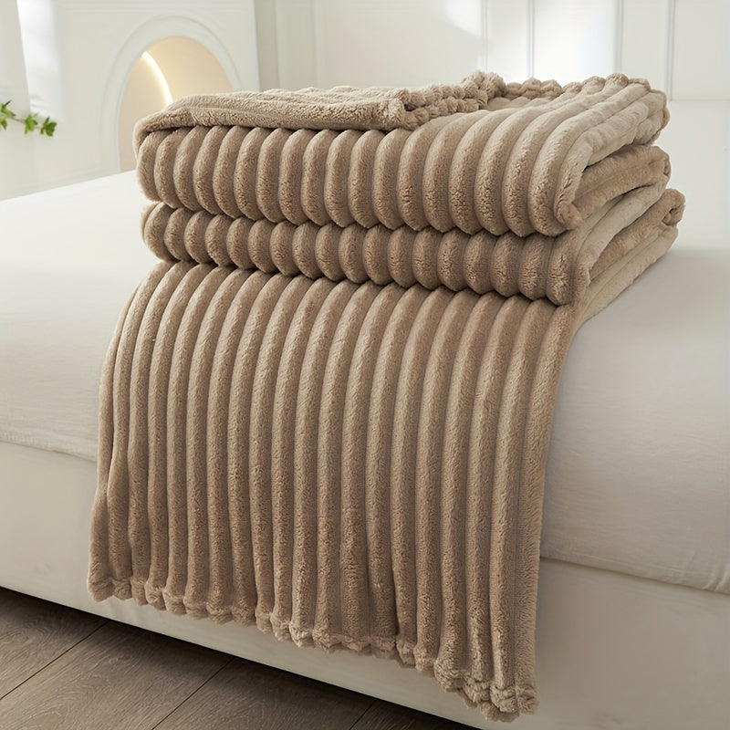 Stylish wide striped blanket in a solid color (pillow core and pillowcase not included)