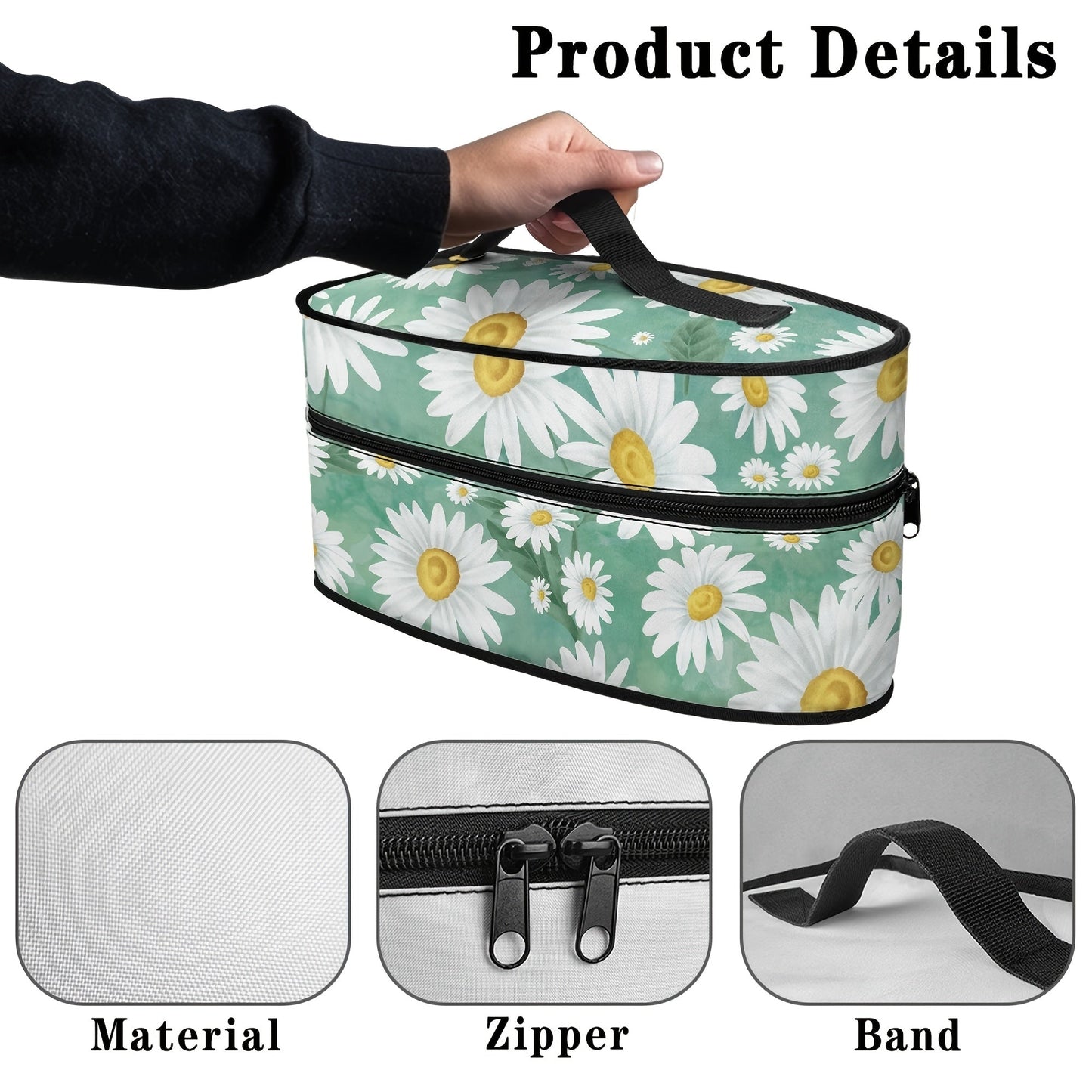 Travel in style with the Daisy Pattern Portable Ironing Board Bag. This durable polyester bag features a top handle and double zipper for easy access. Its dustproof design makes it ideal for keeping your ironing board clean while on the go. With a fresh