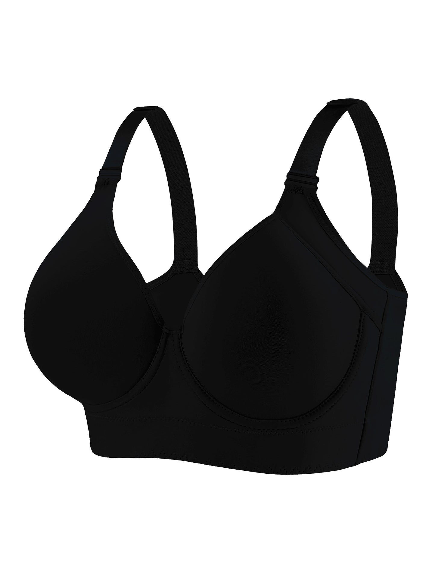 Seamless full coverage underwire bra in mature style, solid color, suitable for everyday wear with breathable knit fabric.