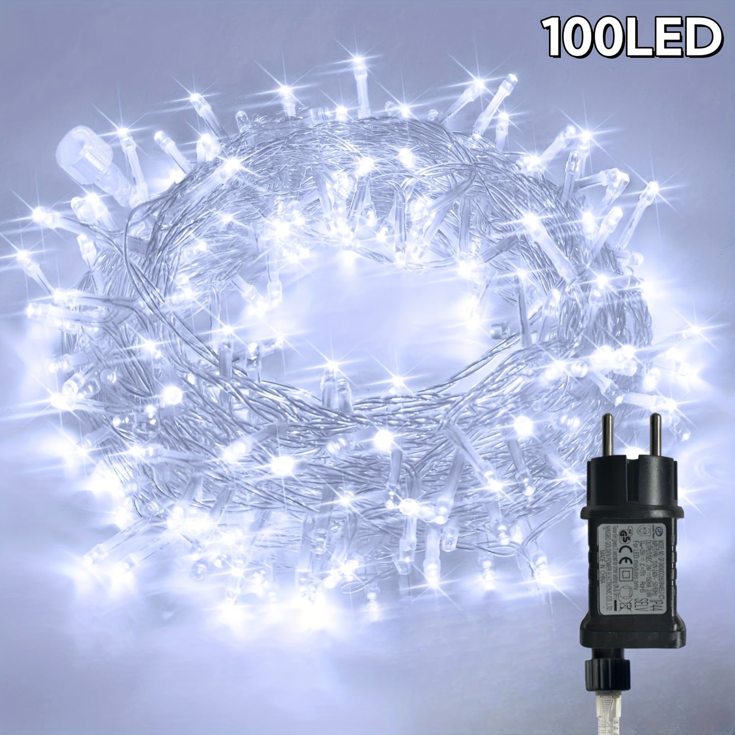 Fairy-style LED string lights for Christmas: 300/200/100 LEDs, 8 modes with timed memory, indoor & outdoor use, warm white, ideal for tree & party decor.