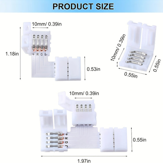 Light Bar Connector Set includes 10/25/42 pieces with 3 types of connectors, welding-free adapter, opening tool, track light connector for RGB 5050 LED strip lights.