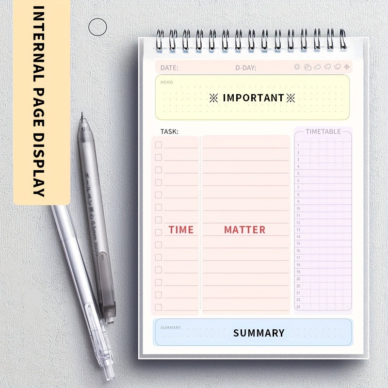 A5 daily planner notebook with 160 pages for organizing schedules and tasks at work or school.