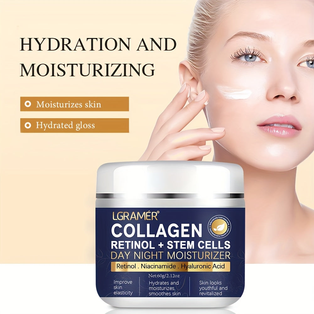 Popular LGRAMER Retinol & Collagen Day & Night Cream — 60g: Hydrating, Firming, Smoothing for Radiant Skin. Gentle on All Skin Types, Non-Greasy.