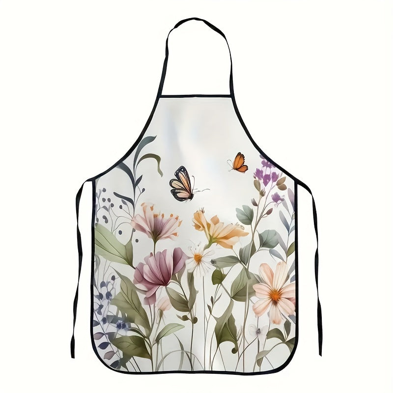 1 ta 100% polyesterdan yasalgan, oshpazlik va uy ishlariga mo'ljallangan, sozlanadigan bo'yinli gullar va qushlar printli apron