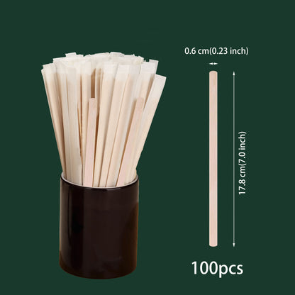 Ecowood Disposable Coffee Stirrers - Biodegradable Wooden Sticks for Beverages, Espresso, Tea - Drink Mixing Sticks available in packs of 50 or 100 pieces.