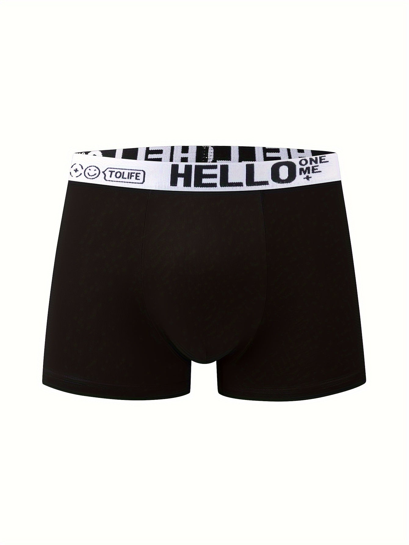 5 dona Erkaklar 'HELLO' Boxer Briefs - Zamonaviy, Havo o'tkazuvchi, Qulay, Yuqori cho'ziluvchan, Tez quriydigan Sport Trunks