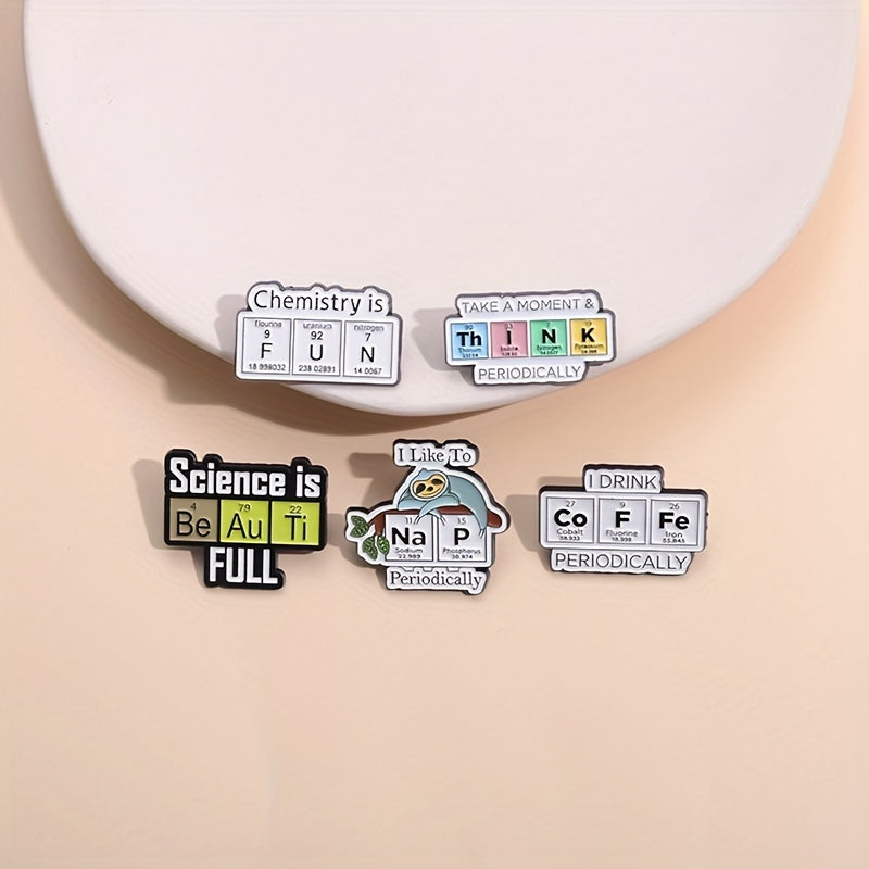 Set of 20 metal brooches featuring chemical elements, made of alloy with painted badges, perfect for those interested in math and science, a unique and exquisite gift.