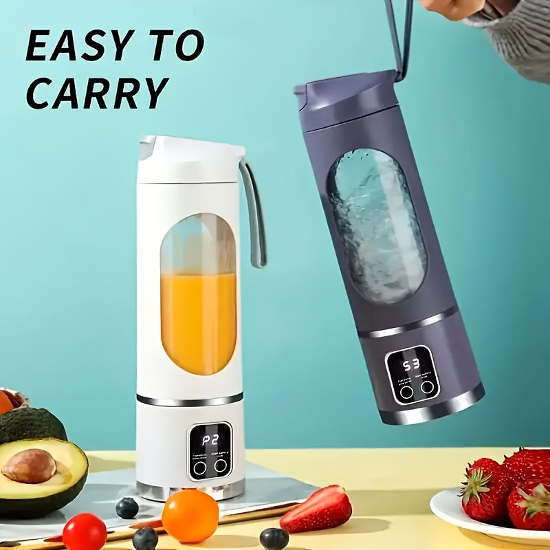 Portable Mini Blender and Juicer - Rechargeable via USB with Lithium Battery, 3-Speed Settings and Digital Display, Stainless Steel Blades for Smoothies, Shakes, Fresh Juice - Perfect for Camping, Travel, or as a Gift - Holds up to 33.81 oz, Made of