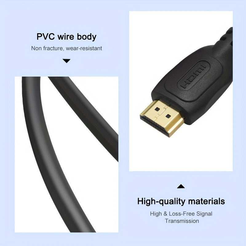 Male to male copper clad steel cable, 4K Ultra HD, high speed 18Gbps, 4K@60Hz HDR, 3D, 2160p, 1080p, HDCP 2.2, ARC, for monitors and HDTV.