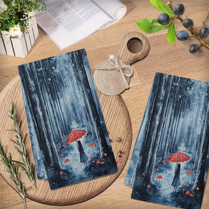 Get your hands on a set of two ultra-soft kitchen towels that showcase the mesmerizing beauty of a rain-soaked forest. These highly absorbent dish and hand towels are ideal for holiday decoration and can be easily cleaned in the washing machine. Each