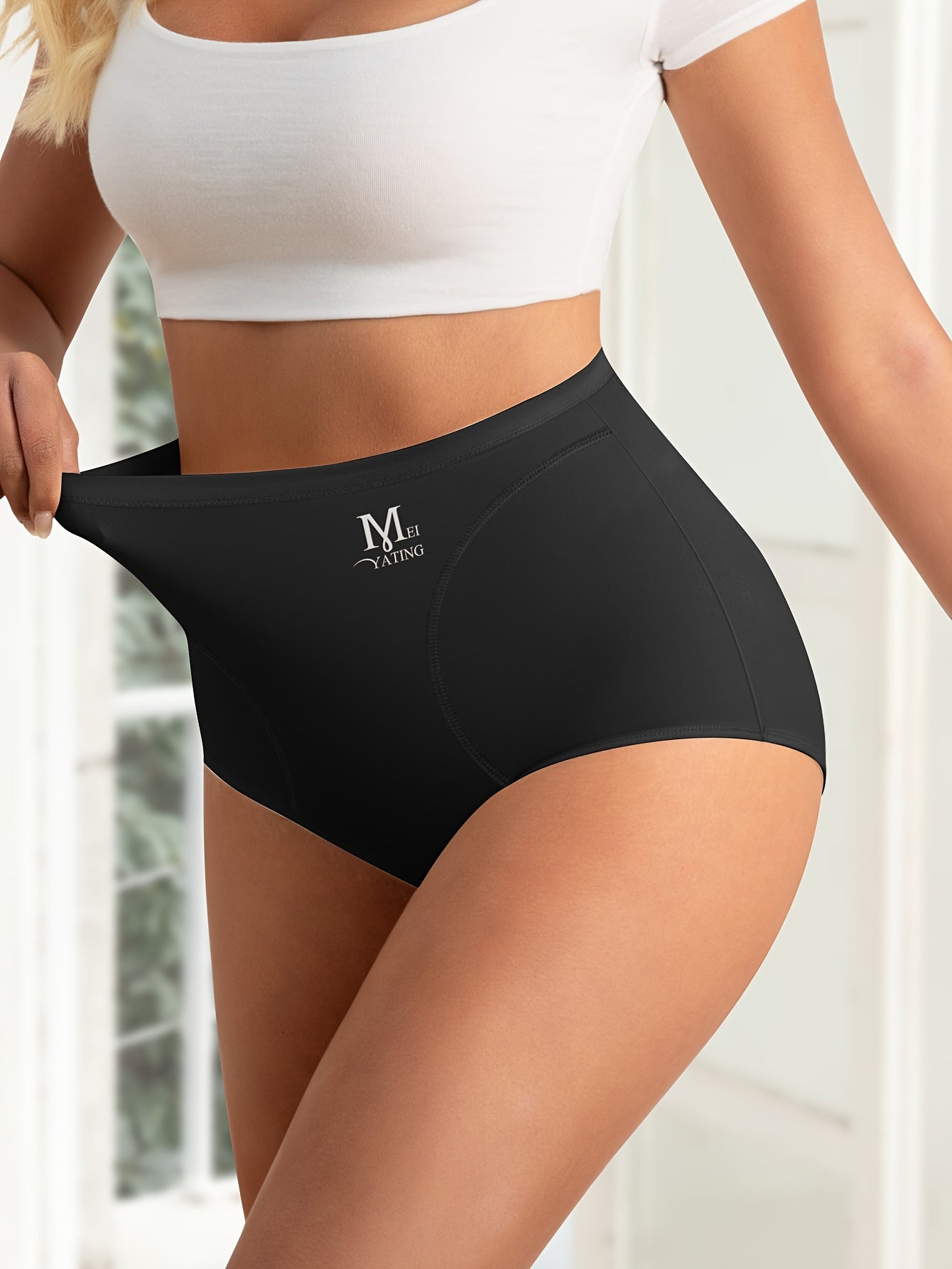 MIOTAN High-Waist Tummy Control Panties: Soft, Lightweight, Black, 1pc, Elastane Construction for Tummy Control