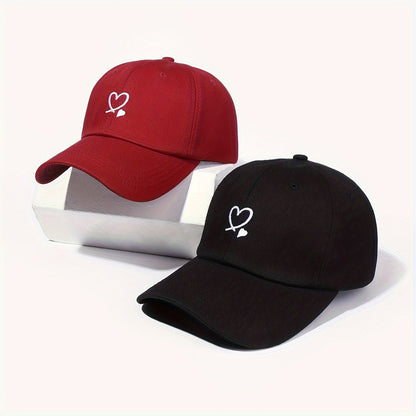 2 Double Love Embroidered Baseball Caps for Outdoor Leisure Vacation