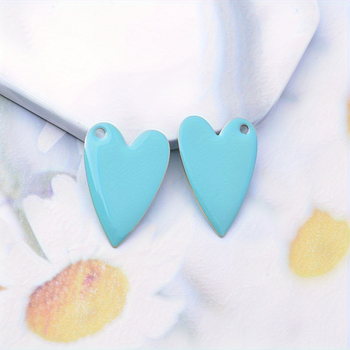 Six pieces of copper dual-sided enamel heart charms for creating DIY jewelry accessories, perfect for adding oil droplets with a non-fading design, ideal for a fashionable theme.