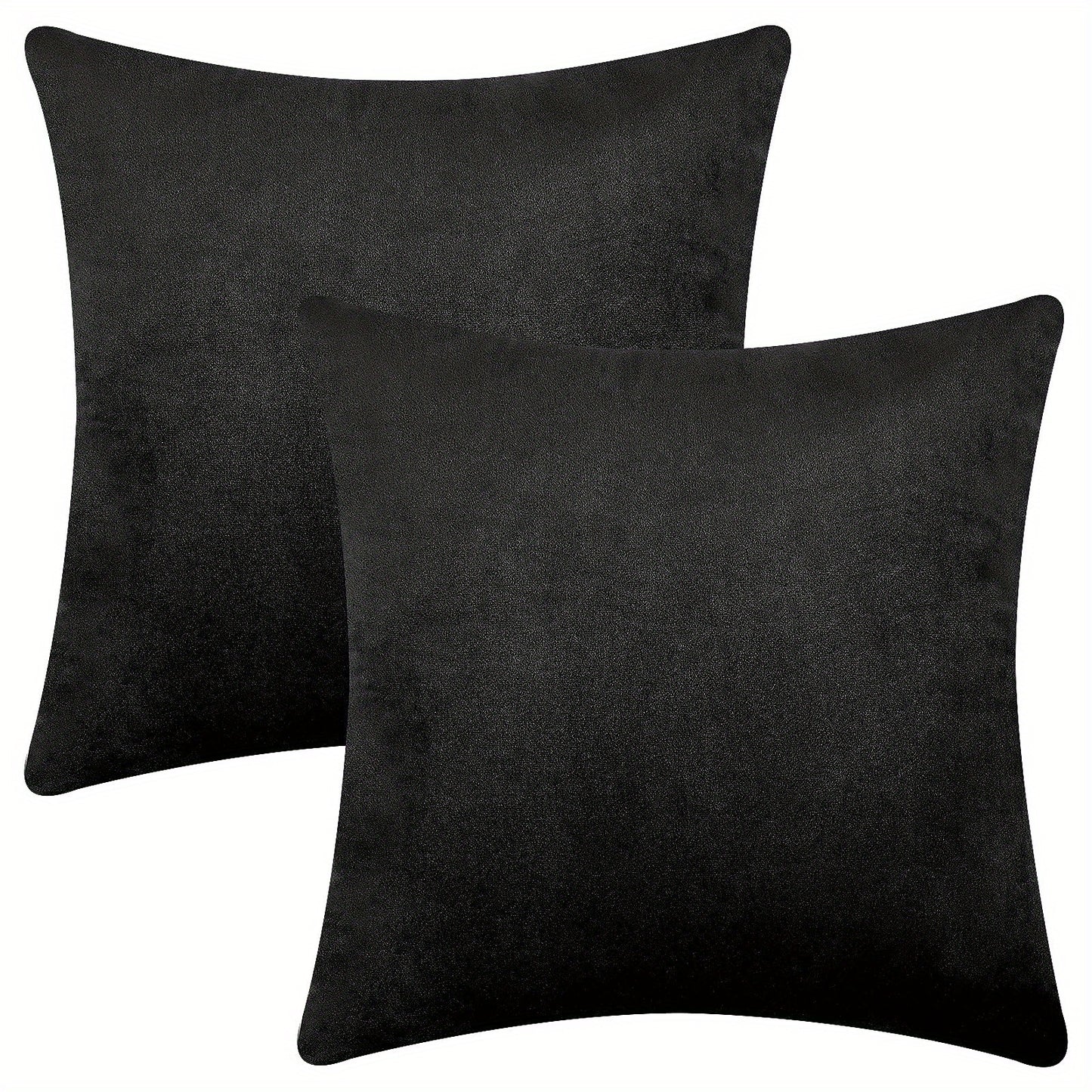 Two velvet soft solid color pillowcases for sofa, bedroom, car - 18x18 inches (45x45cm)