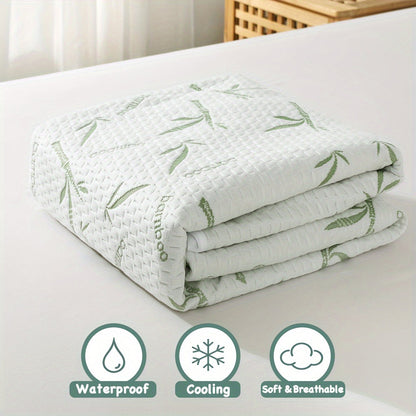 1-piece 100% Bamboo Fiber Waterproof Mattress Protector (250gsm), Knitted Mattress Pad Cover with Cooling and Breathable Technology, 3D Air Bed Cover for a Comfortable and Restful Sleep