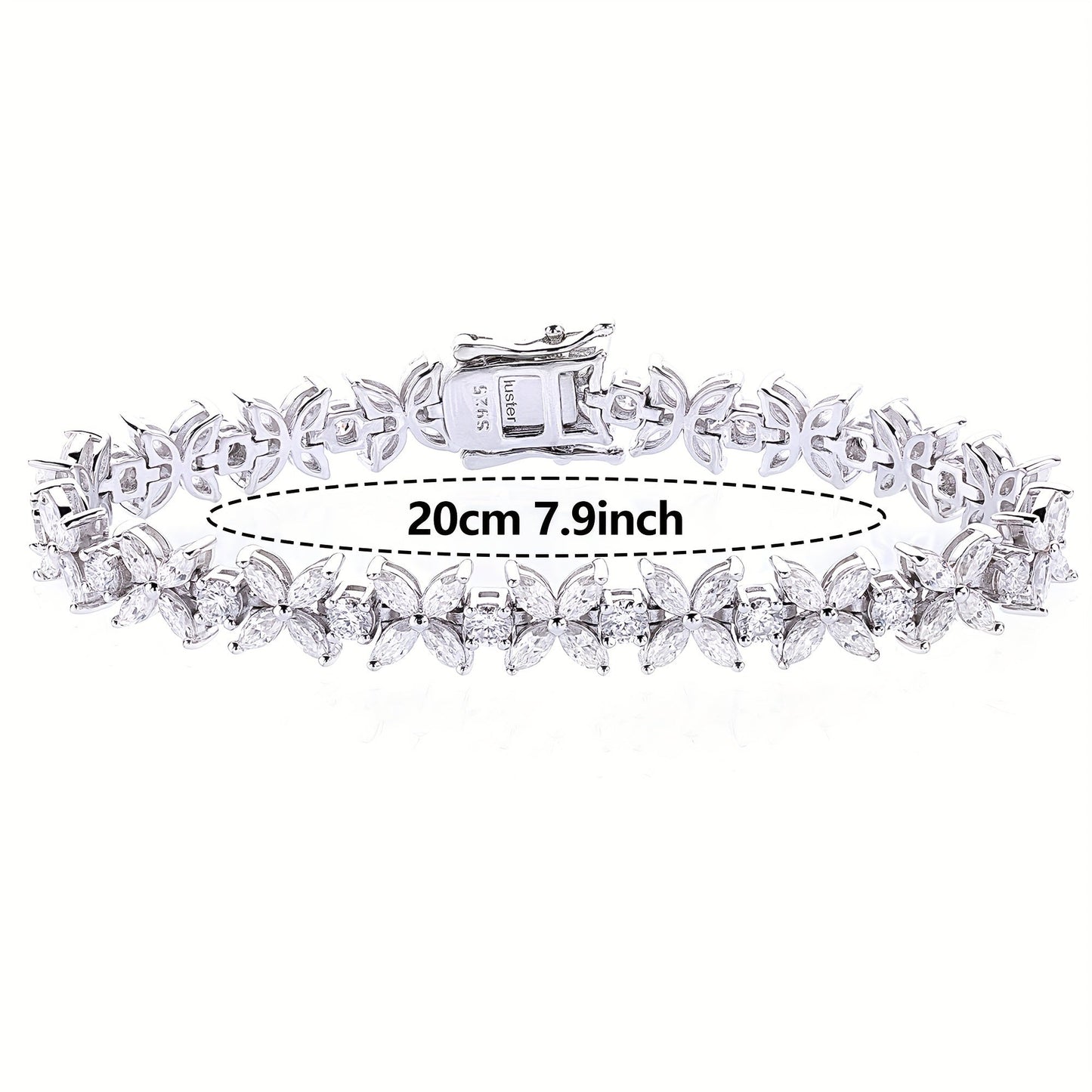 The Oneida Elegant Butterfly Bracelet features stunning 2MM synthetic Moissanite stones set in 925 silver. This bracelet is the perfect gift for November birthdays, plated with platinum for a luxurious finish. Ideal for any occasion, this bracelet comes