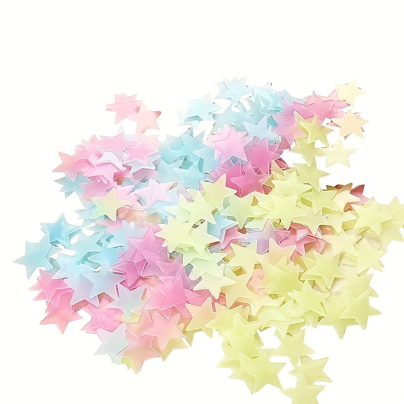 100 luminous stars wall stickers for home and room decor.