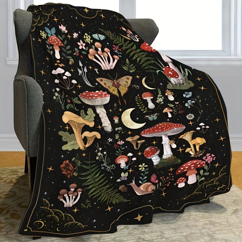 Top Pick for Customers: Comfy Mushroom & Butterfly Flannel Throw Blanket - Luxuriously Soft, Cozy, and Hypoallergenic for Sofa, Bed, or Workspace - Ideal Present for Gothic Witch Christmas