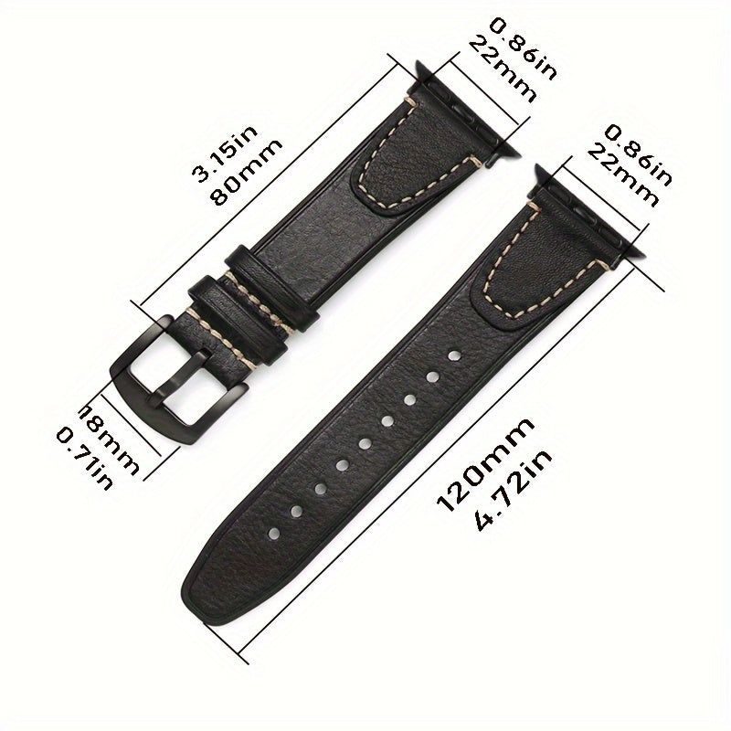 GFHEYE presents an elegant calf leather watch band made from vintage oil wax Italian cowhide. This strap features a tang buckle clasp and is compatible with Apple Watch SE Ultra Series 9, 8, 7, 6, 5, 4, and 3. Perfect for both women and men, this genuine