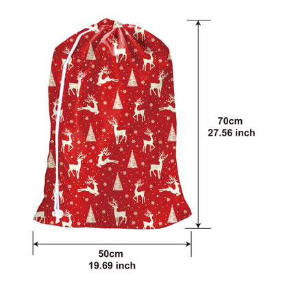 Christmas Santa Gift Sack, Xmas Goody Bag made of Fabric with Drawstring Closure, Rectangle Woven Multipurpose Wrapping Bag for Valentine's Day, Holidays, and Laundry purposes.