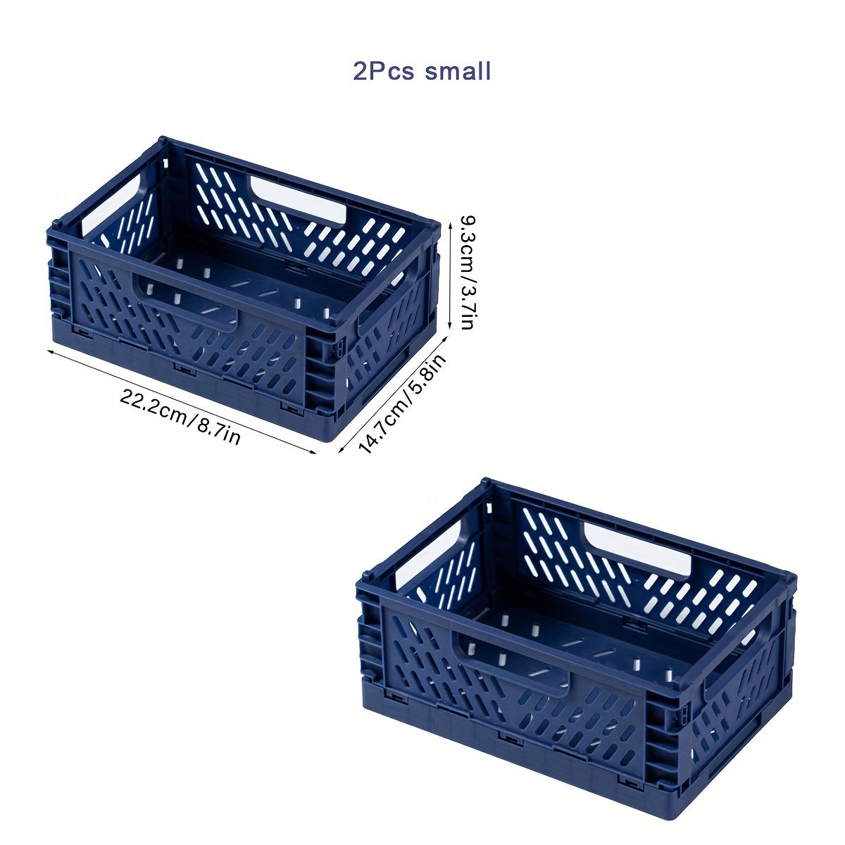 2-Pack Plastic Folding Storage Baskets with Handles, Stackable Organizers for Home - Mixed Color