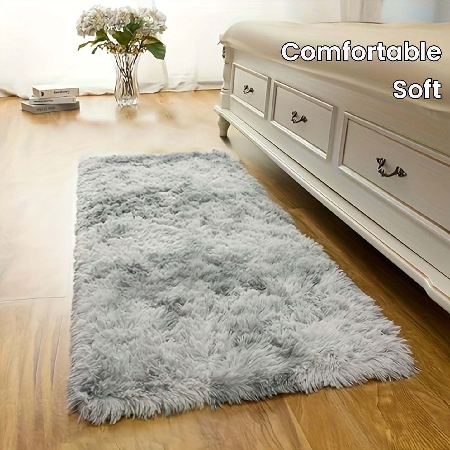 This plush rug in tie-dye style adds a modern and simple touch to any indoor space. It is soft, comfortable, fluffy, and easy to manage, creating a cozy atmosphere in your bedroom, living room, leisure area, entertainment area, or any other indoor space.