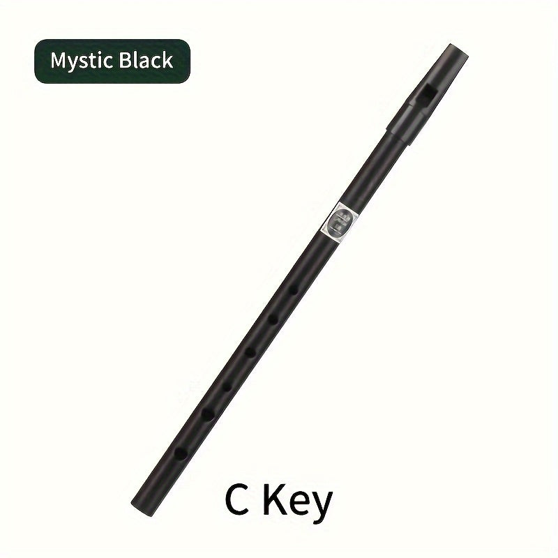 Beginner-friendly Irish tin whistle in C/D key, aluminum alloy with golden finish, straight vertical wind instrument.