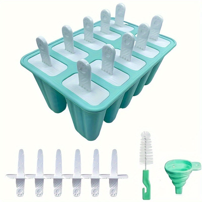 Silicone Popsicle Maker Set with 6/12 Cavities - Free of BPA, Comes with Easy Release Ice Pop Molds, Reusable Sticks, and Cleaning Brush