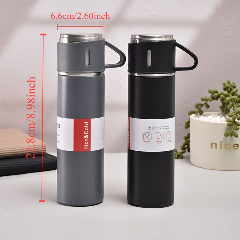 Winter 2024 Thermal Mug set, 500ml, Stainless Steel Insulated Bottle with Cup for Hot and Cold Drinks, ideal for couples and as a gift for parents and grandparents.