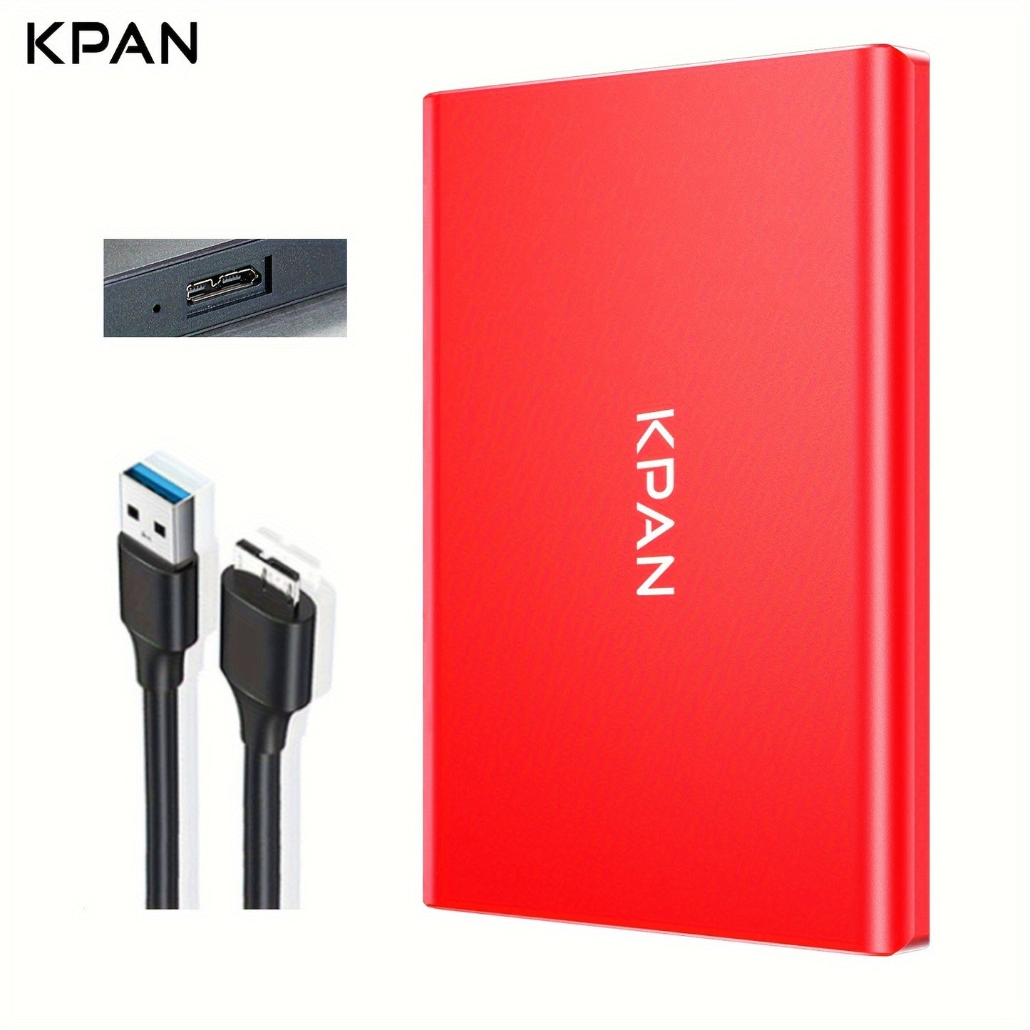 KPAN Portable USB 3.0 External Hard Drive for high-speed data transfer, large capacity (1TB/500GB/320GB), compatible with PCs, laptops, smartphones & more.