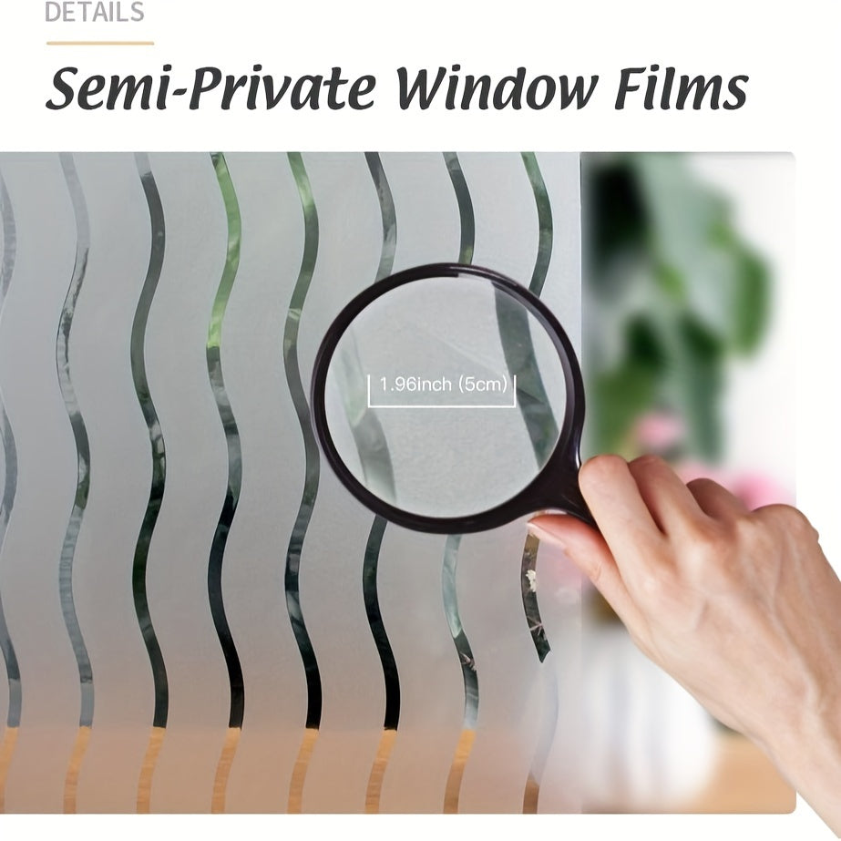 Window Film with Wave Pattern Design, Static Clings to Glass, Provides Privacy, Decorative Window Sticker for Home