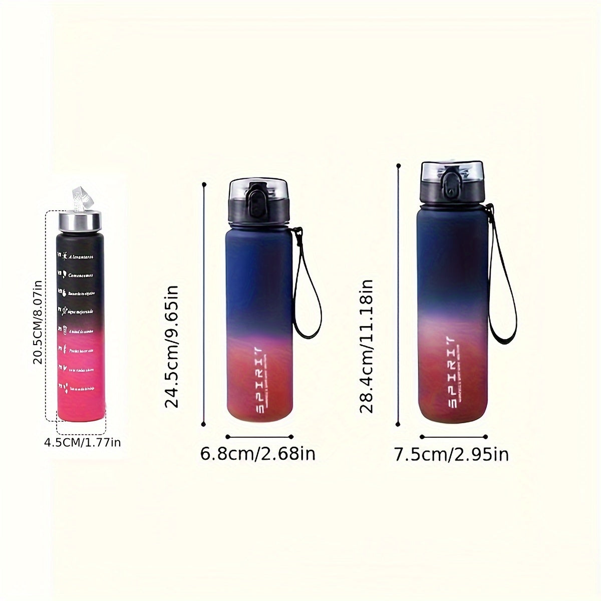 Durable frosted plastic sports water bottle with rainbow gradient, ideal for outdoor activities.