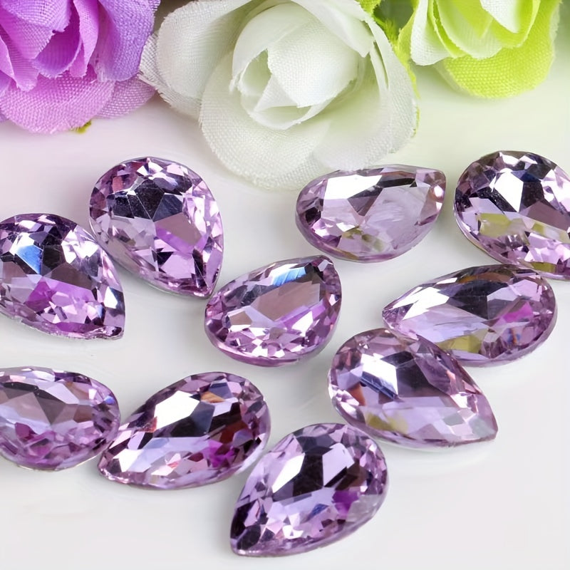 Set of 30 Vibrant Teardrop Rhinestones, Perfect for Adding a Pop of Color to Your DIY Necklace, Bracelet, or Keychain Creations