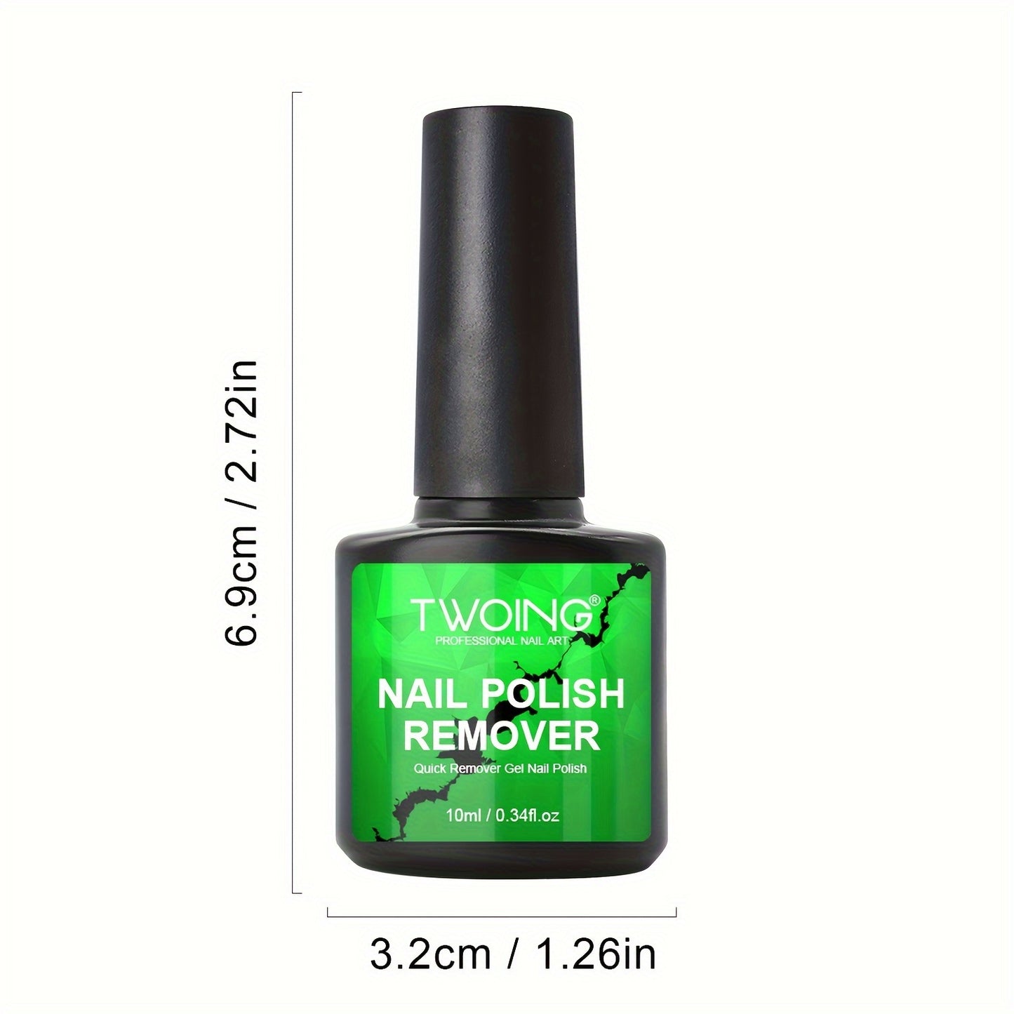 TWOING Professional Nail Art Gel Nail Polish Remover removes UV gel polishes in 2-3 minutes without soaking or wrapping nails.