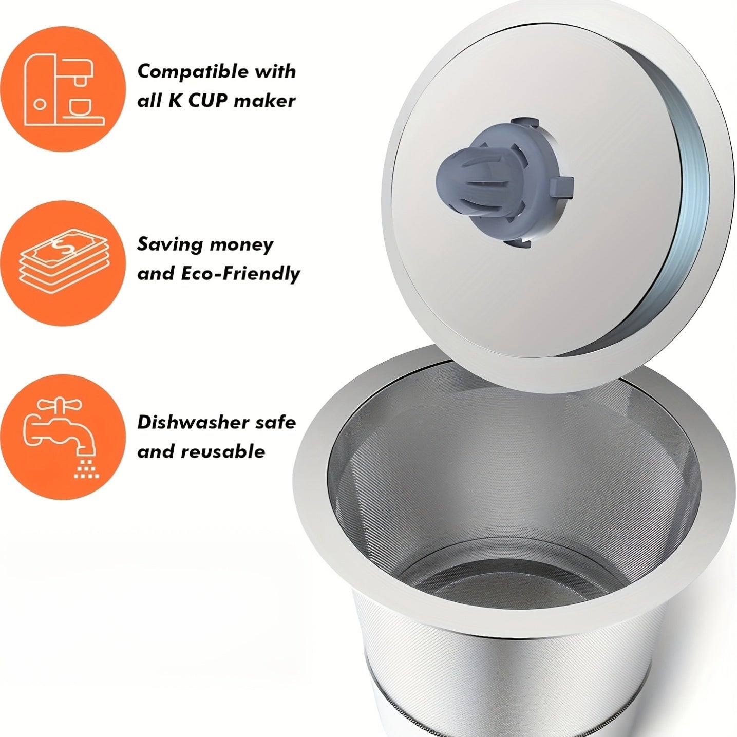 Stainless Steel Reusable K-Cup Filters in 1, 2, or 4 Pack Options - Compatible with Keurig 2.0 & 1.0 Coffee Machines and K-Cup Coffee Makers - Universal K-Cup Pods Included