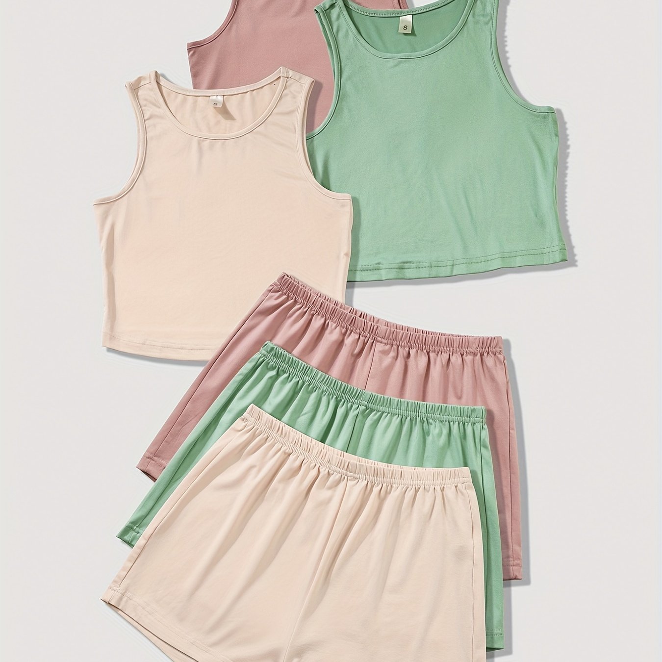 3-piece Women's pajama set: sleeveless vest and shorts in three colors