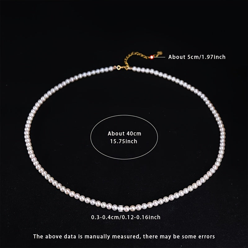 Introducing the MUFAN Vintage Luxury Freshwater Pearl Necklace, featuring natural 3-4mm round pearls and crafted in S925 silver. This elegant piece is the perfect June birthstone gift, presented in a gift box for timeless elegance on any occasion. With