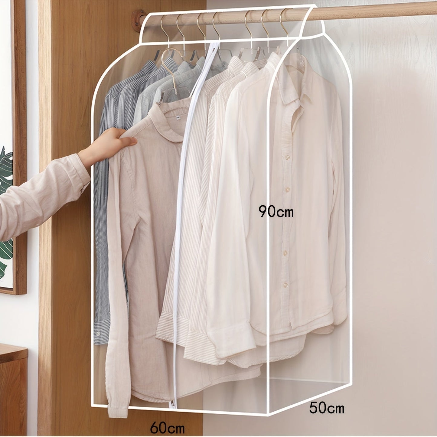 1 piece of a clear hanging garment bag for organizing your closet. This bottom-closed garment rack cover is extra large and seals off your wardrobe clothes, protecting coats, suits, dresses, and more. Perfect for dorm rooms and bedroom wardrobes, this