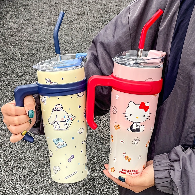 Large capacity insulation cup with a cute HelloKitty design - the perfect birthday gift! Comes with a straw for easy sipping.