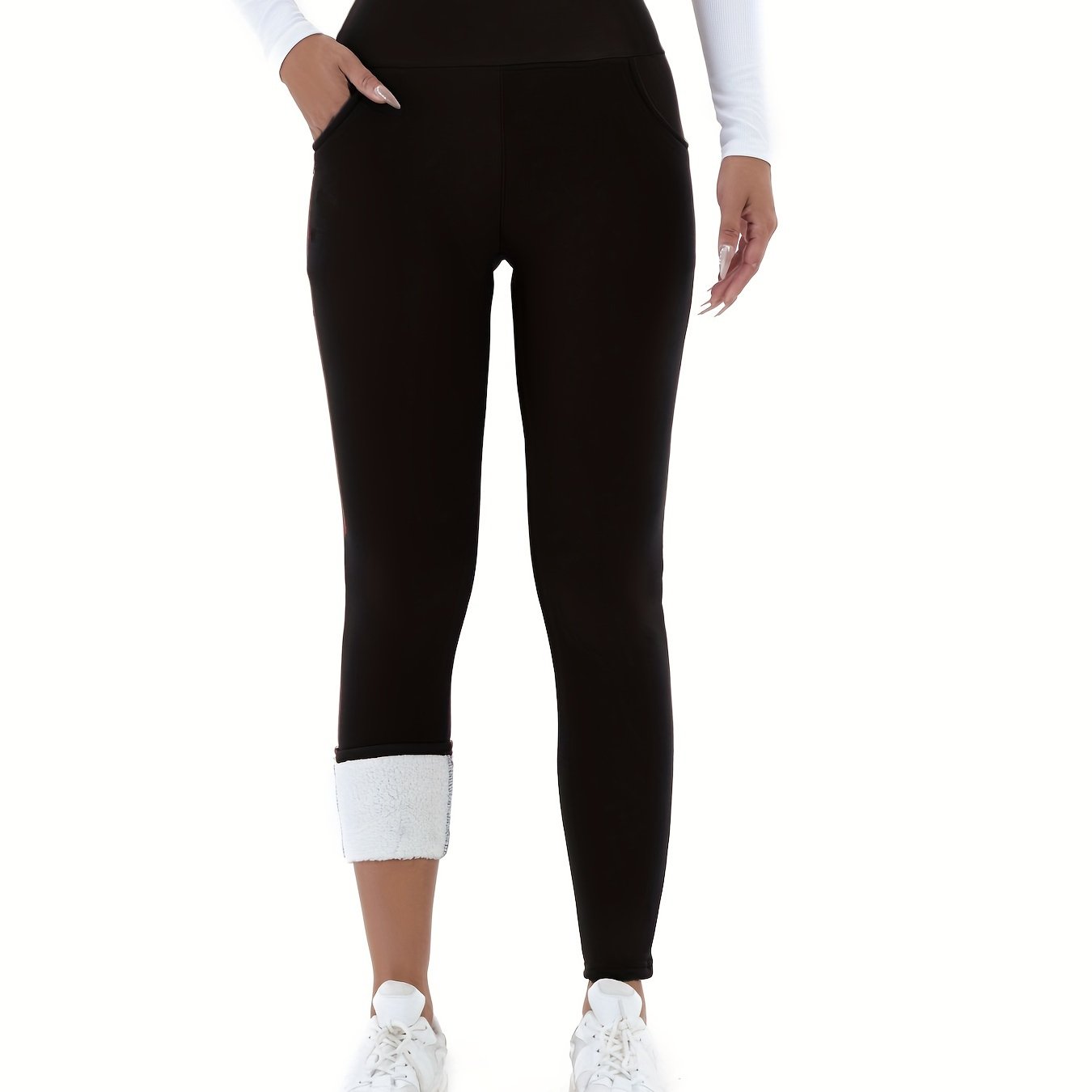 High-waist leggings with plush lining and pockets for yoga, cycling, and workouts. Comfy, warm, and stretchy.