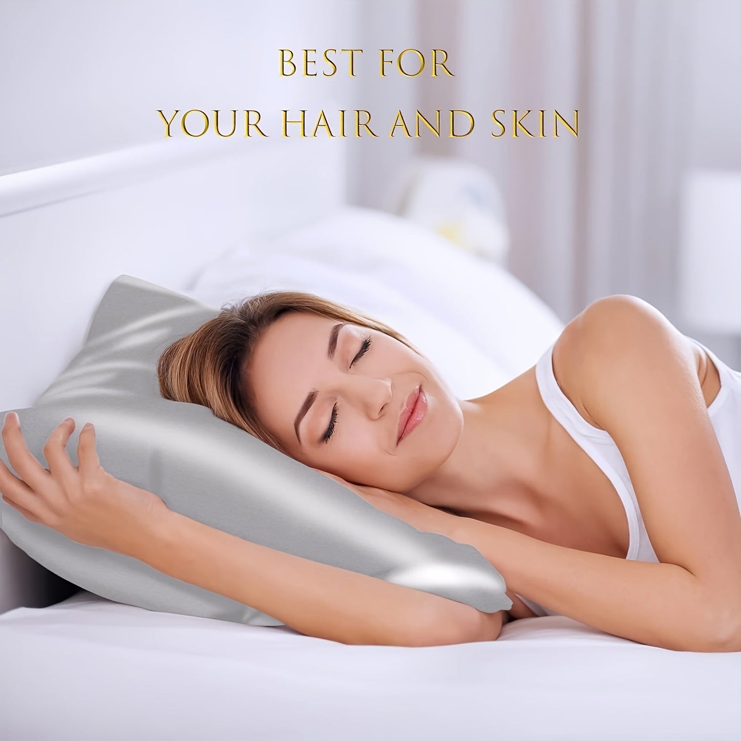 1 piece of 100% Pure Mulberry Silk Pillowcase, 19mm, designed for both hair and skin. Features natural smooth silk on both sides, with a hidden zipper closure. Pillow core not included.