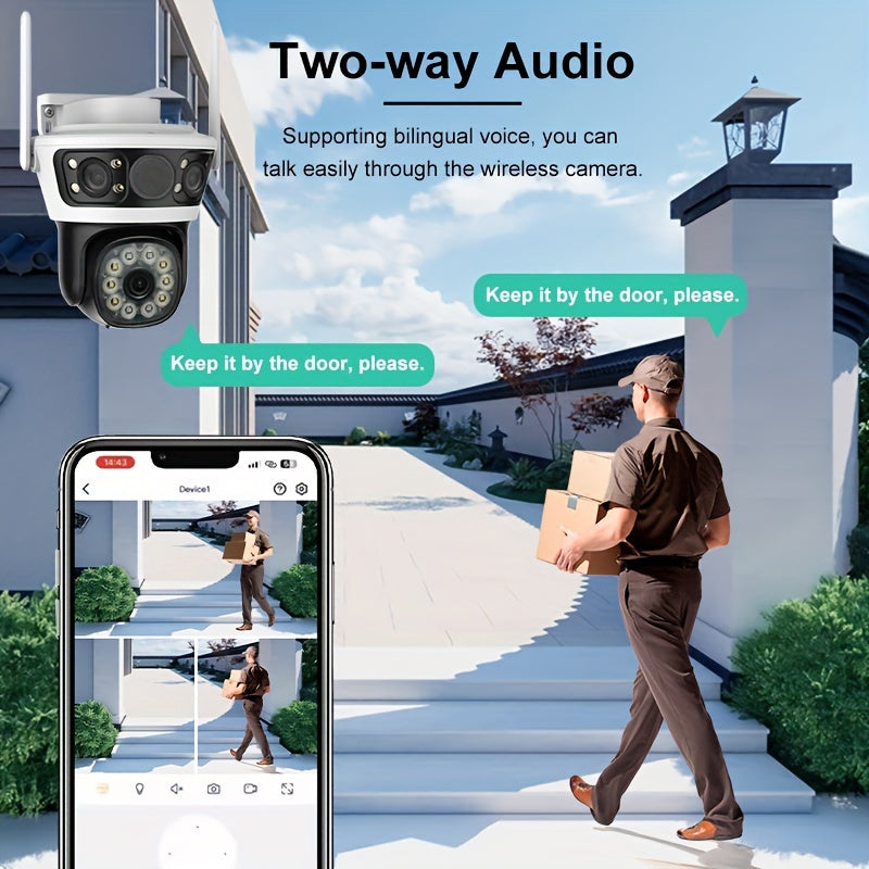 Get two Anyazhineng 1296P HD outdoor security cameras for wall hanging. These cameras are not waterproof and can be controlled through Android and an app. They feature night vision, are compatible with smartphones, have a 355° pan and 90° tilt, offer