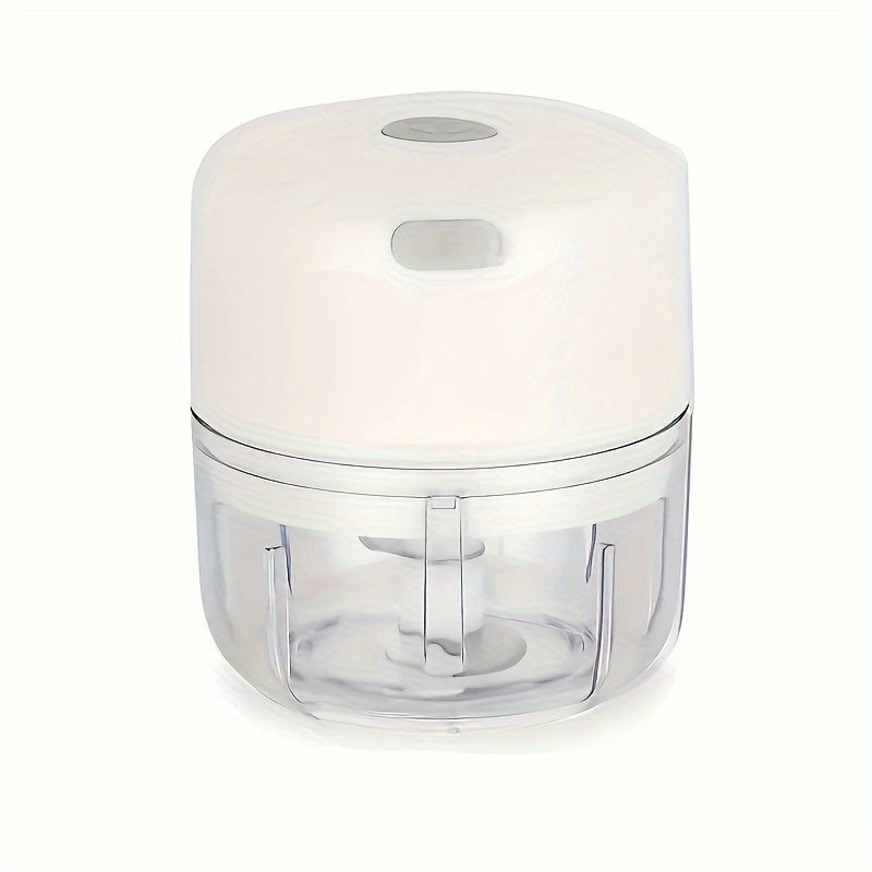 Electric mini garlic chopper that can crush ginger and vegetables, with USB meat grinder and sturdy build, 100/250ml capacity, ideal for kitchen use.