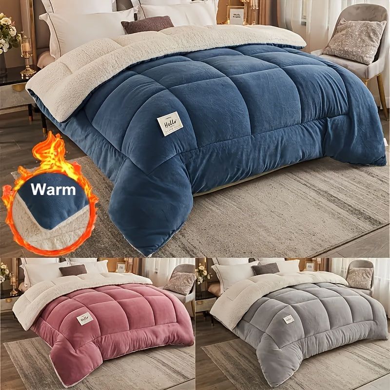 Contemporary Reversible Plaid Comforter - All-Season Quilted Duvet Insert with Box Stitch, Made of Ultra Soft Milk Velvet Fabric and Medium Weight Polyester Fill. This Multipurpose Comforter is Machine Washable and Comes in 9 Sizes. Perfect for a