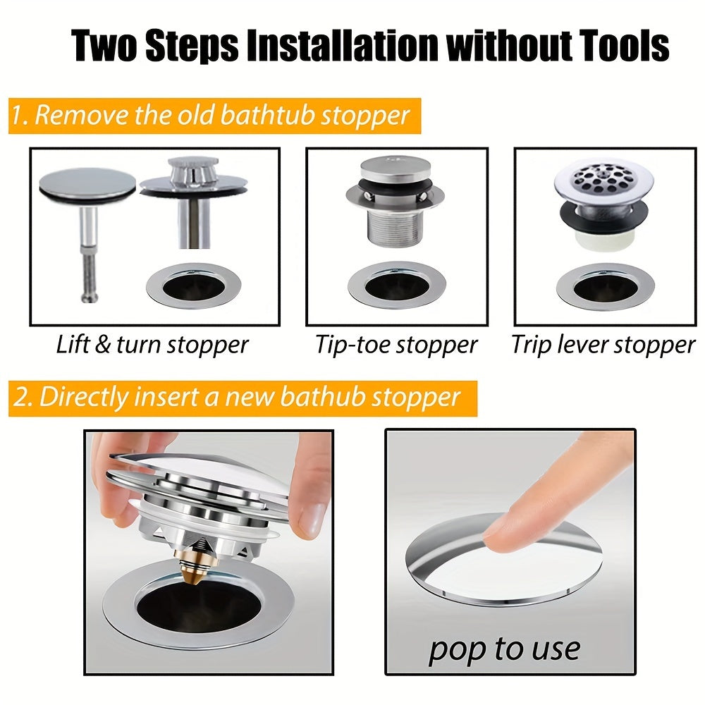 1-piece Tub Stopper - Replaces Multiple Drain Plugs, Easy to Install and Clean