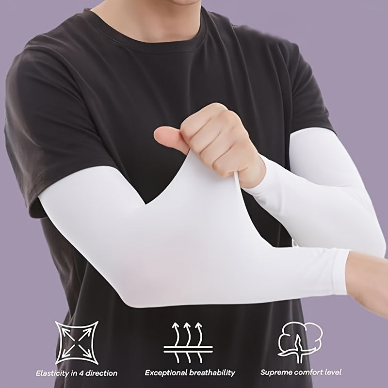 3 pairs of cooling arm sleeves made of ice fabric for sports and daily use, providing breathable, stretchable, quick-drying, and sun protection for summer activities and cycling.