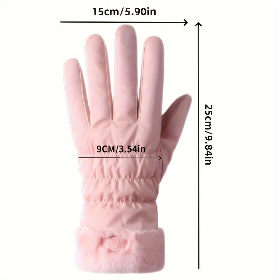 Winter gloves for women - Cozy, insulated, and waterproof with touchscreen capability | Adorable animal design, non-stretch material perfect for skiing and cycling